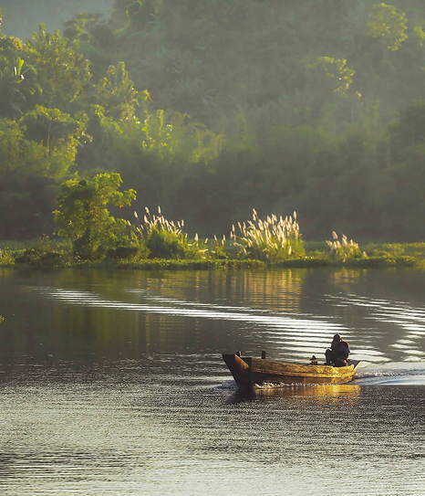 Sunlight glinting on rippling water
